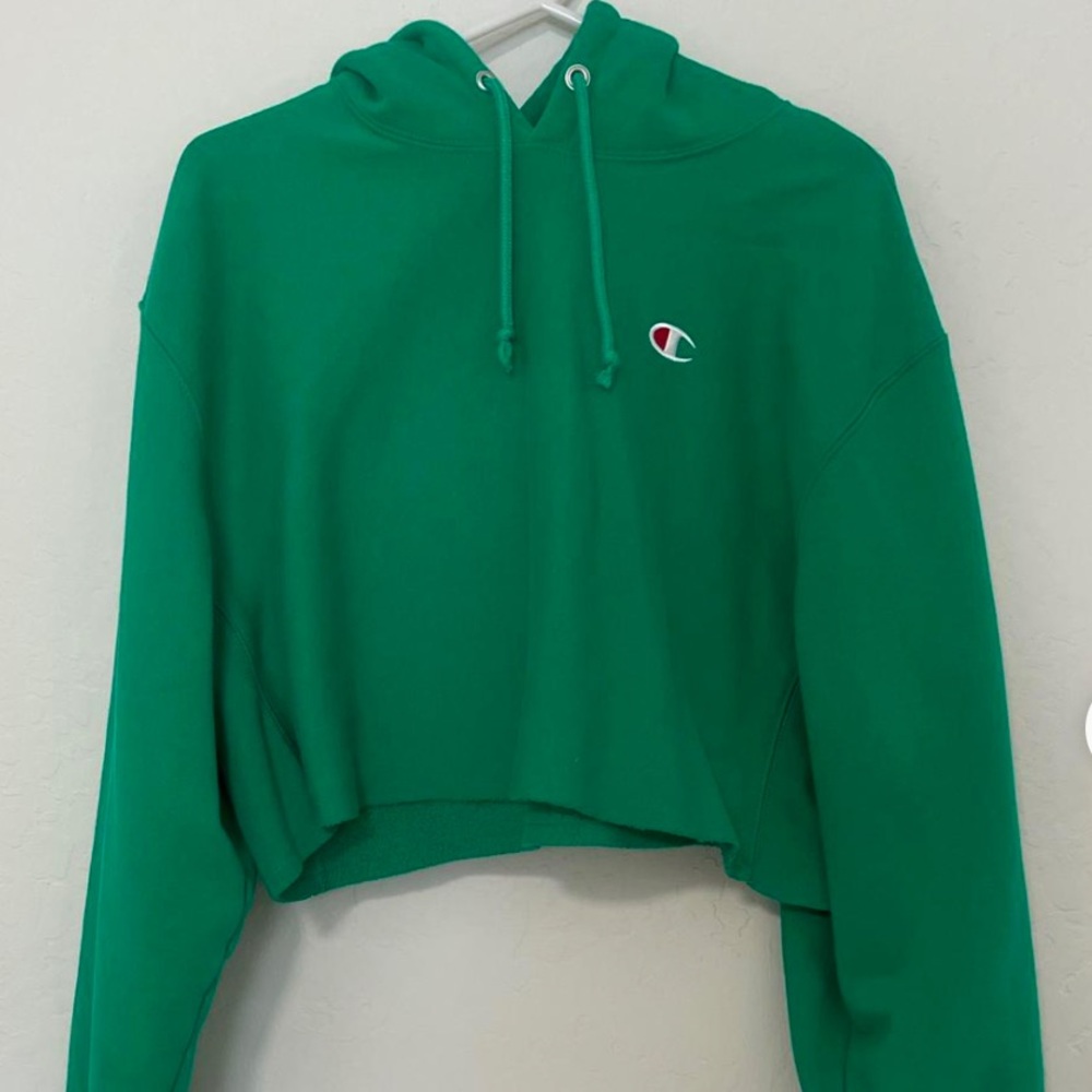 Women’s Green Cropped Champion Hoodie